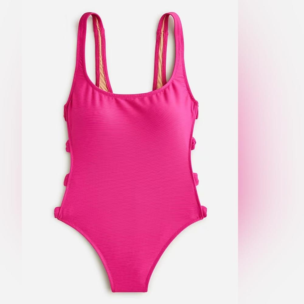 J.Crew plus ribbed side cut out one piece swimsuit, 22, pink